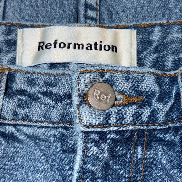 Reformation Seamed Jean Celtic Wash Size 27 High Rise Raw Hem - Picture 6 of 9